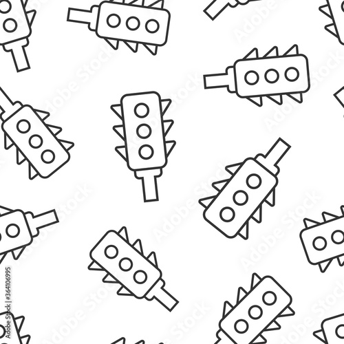 Semaphore icon in flat style. Traffic light vector illustration on white isolated background. Crossroads seamless pattern business concept.