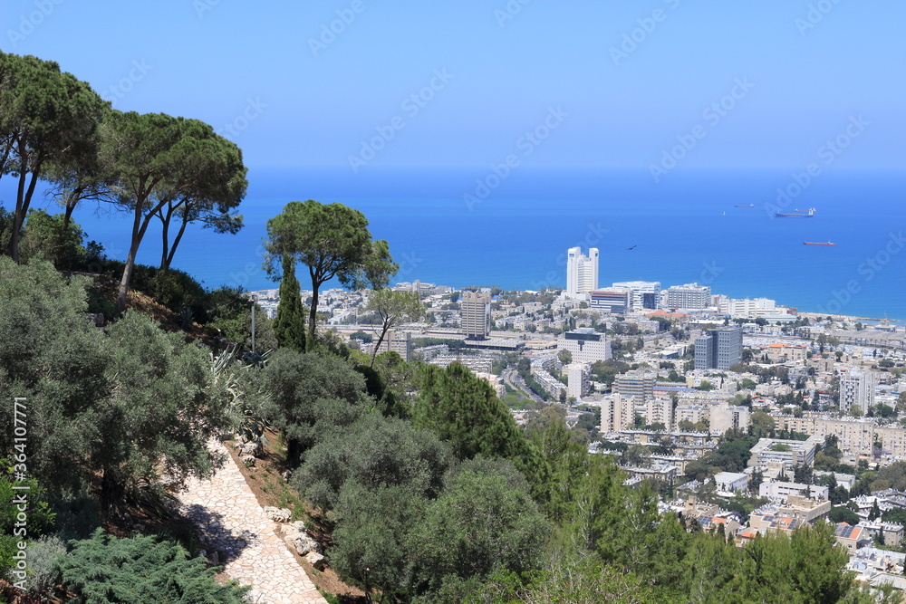 view of the seaand Haifa city, israel.
