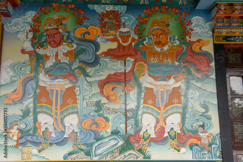 Buddhist artwork at the monastic zone of Lumbini on Nepal