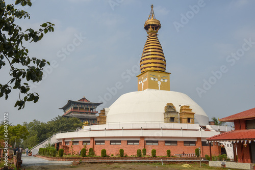 Buddhist temple at the monastic zone of Lumbini in Nepal