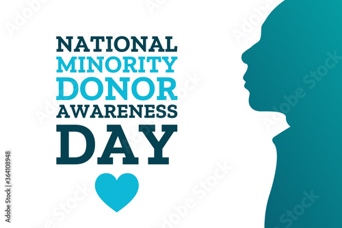 National Minority Donor Awareness Day. August 1. Holiday concept. Template for background, banner, card, poster with text inscription. Vector EPS10 illustration.