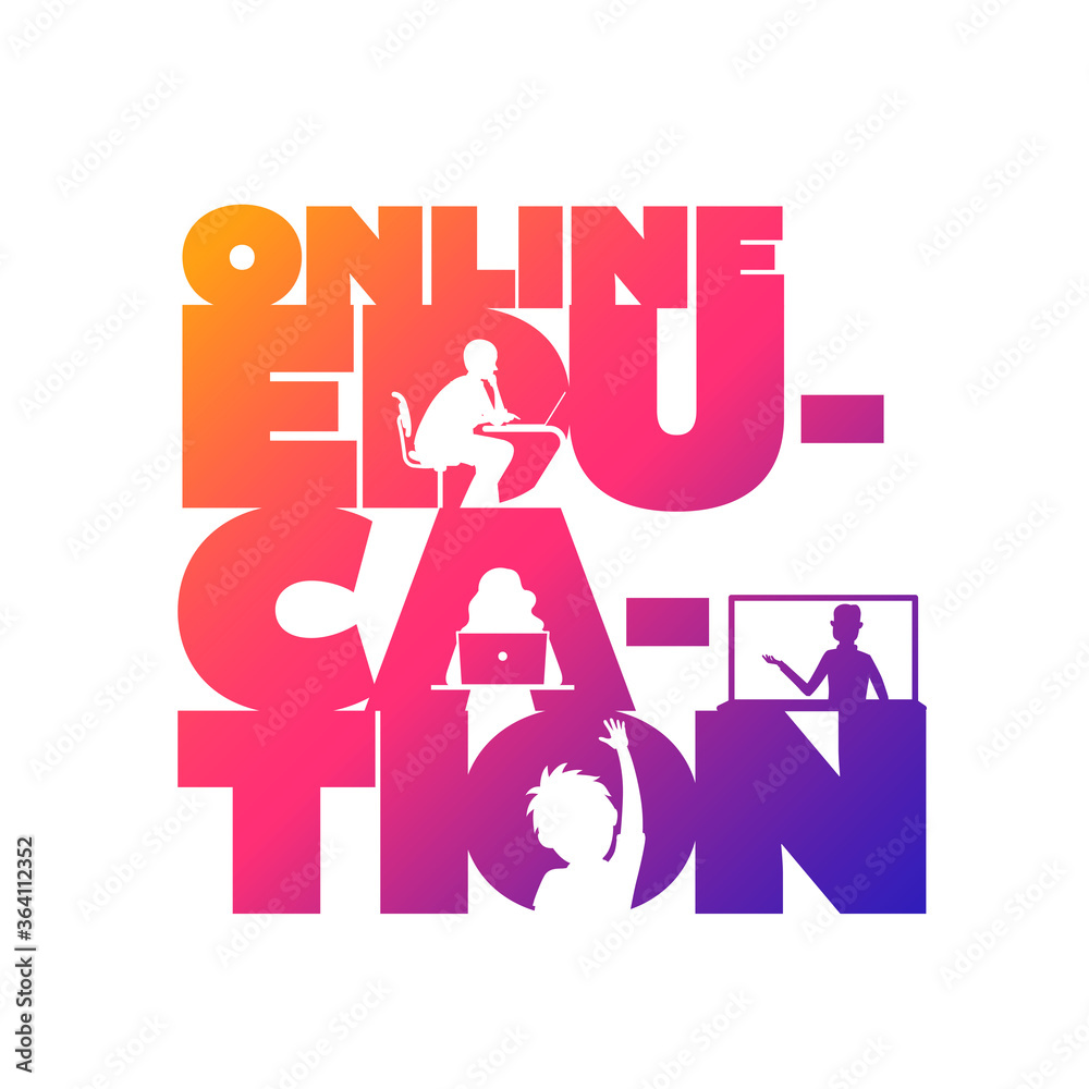 Online education concept typographic design vector. Online education concept typographic design vector.