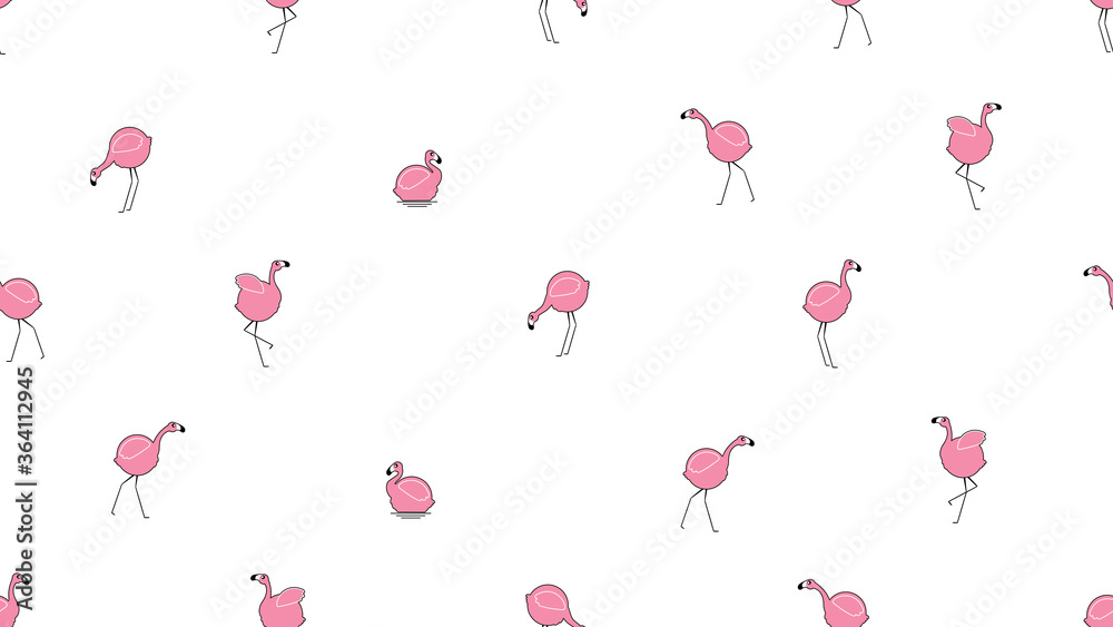 Bird seamless pattern, Cute Flamingo on white wallpaper. Bird seamless pattern, Cute Flamingo on white wallpaper.