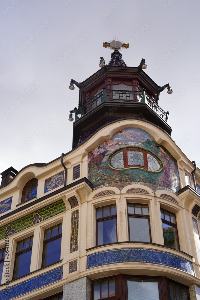 Jugendstilgebäude mit Mosaiken in Leipzig 