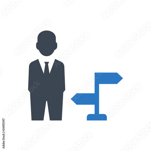 Business Direction Icon. decision making, career choice (vector illustration)