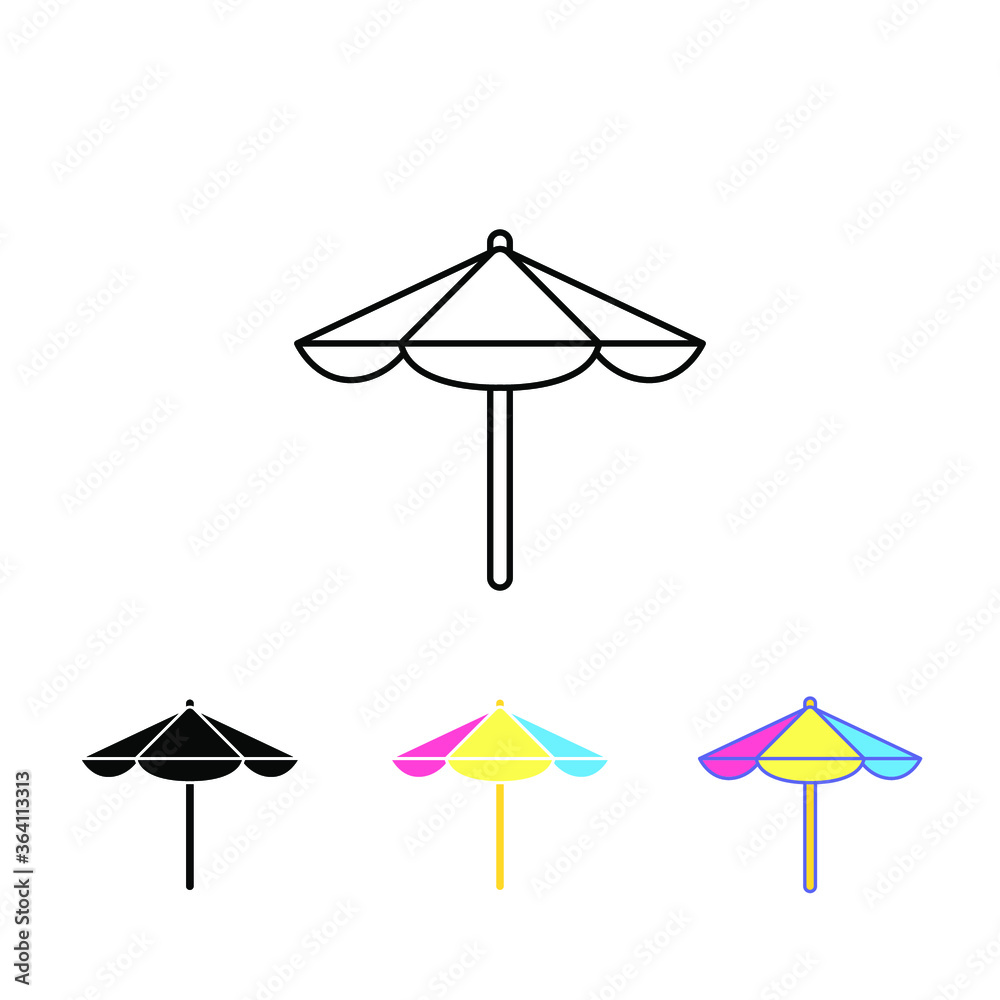Summer Beach umbrella, Sun protective colorful umbrella symbol of a holiday in sea for infographic, website or app. parasol, relax, vacation, icon. Vector illustration Design on white background EPS10