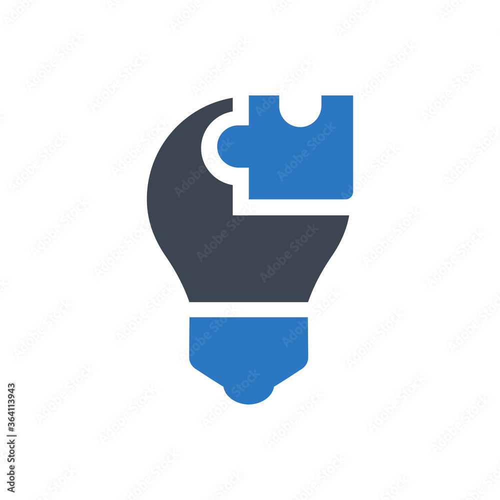 Creative solution Icon. puzzle, Creative idea (vector illustration) Creative solution Icon. puzzle, Creative idea (vector illustration)