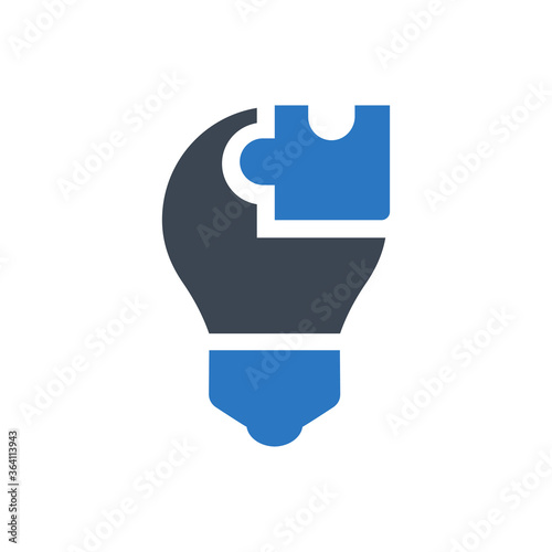 Creative solution Icon. puzzle, Creative idea (vector illustration)