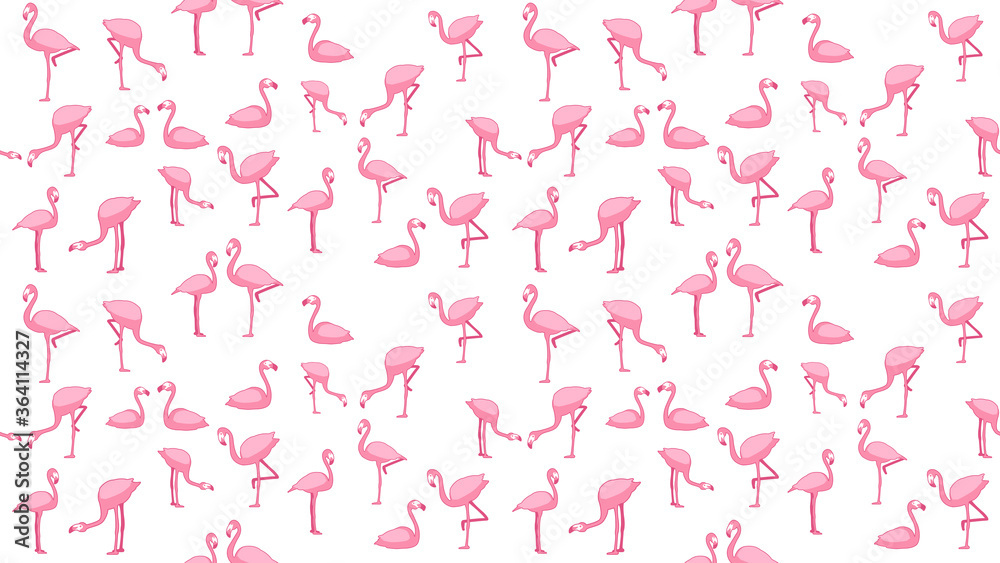 Bird seamless pattern, Flamingo on white wallpaper. Bird seamless pattern, Flamingo on white wallpaper.