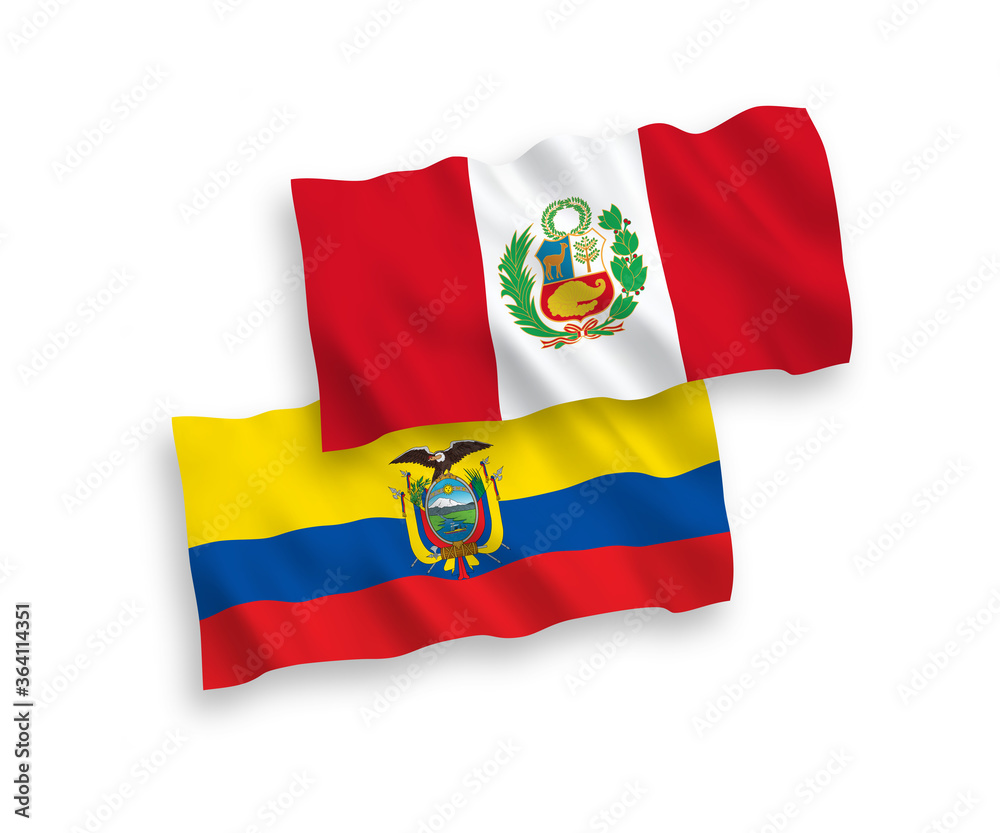 Flags of Peru and Ecuador on a white background Flags of Peru and Ecuador on a white background