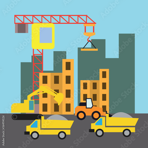 under construction building site. vector illustration