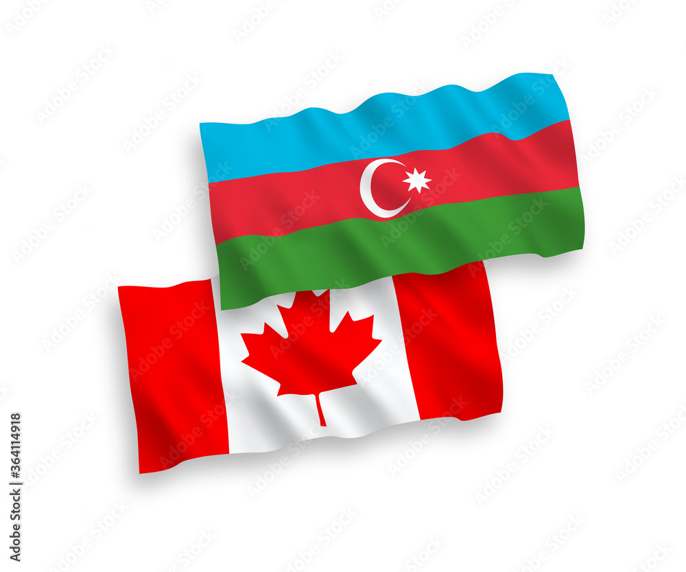 Flags of Canada and Azerbaijan on a white background