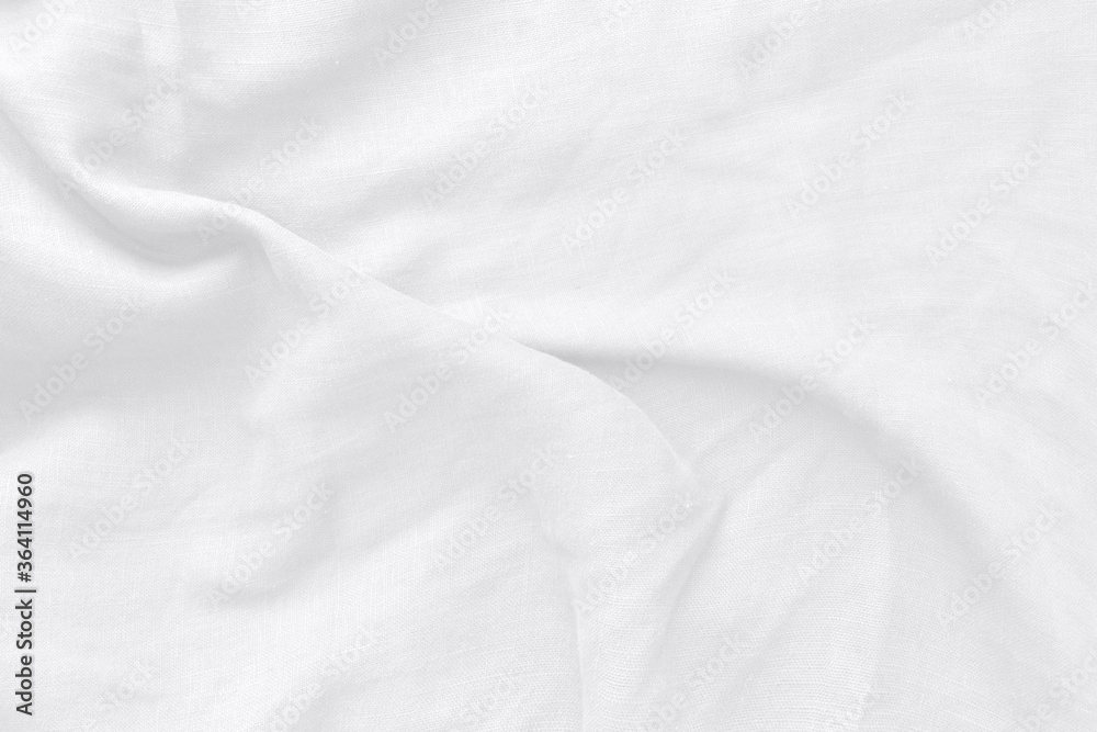 Texture background white fabric cotton luxury top view flat lay. Creases soft look that like cloth soft wave for backdrop or wallpaper and copy space abstract. - obrazy, fototapety, plakaty 