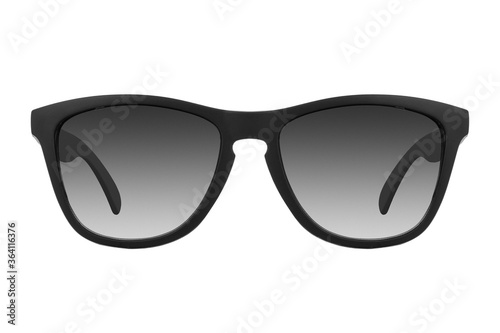 Obraz na płótnie Sunglasses with a black plastic frame and black lenses isolated on white background. w salonie