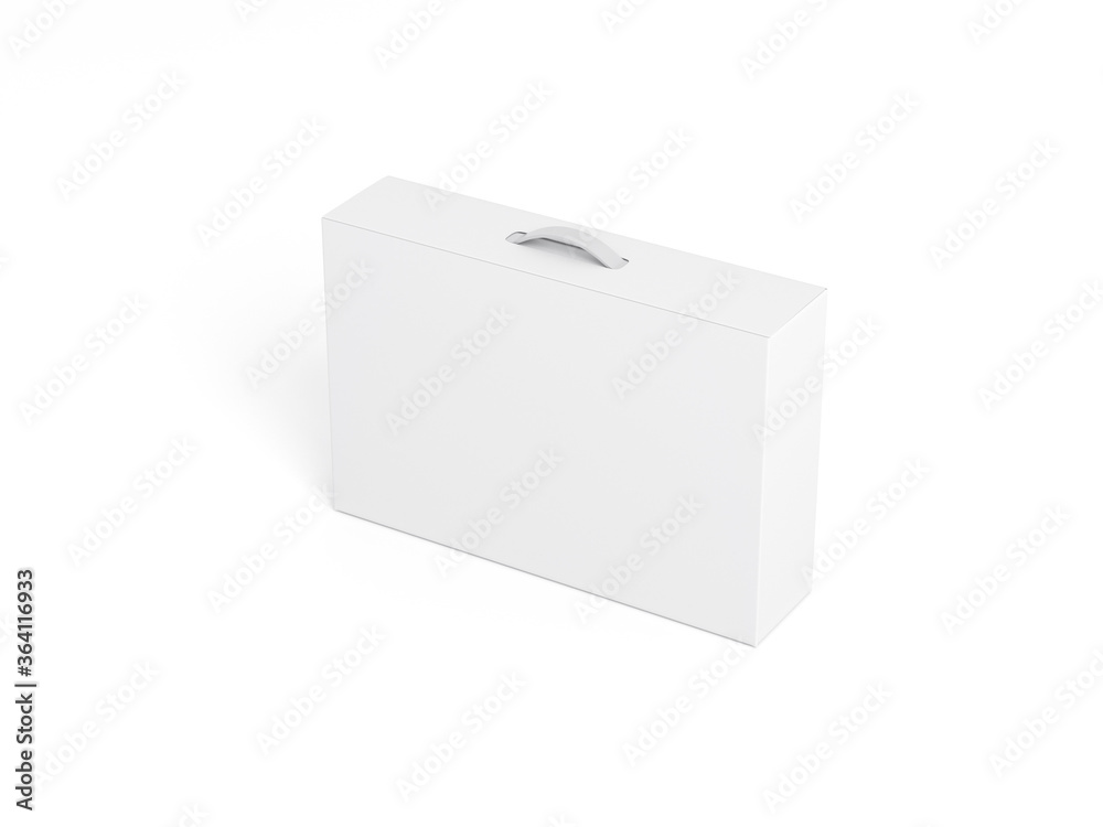 Fototapeta premium White carton Box With Handle Mockup isolated on white