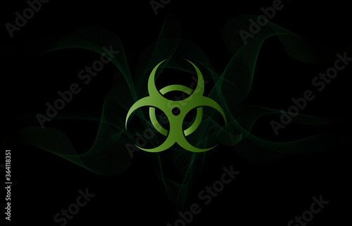 vector image of a biohazard sign on an acid background