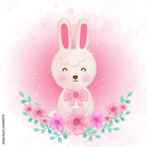 Cute rabbit with floral.