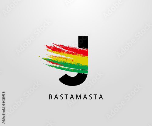 J Letter Logo With Splatter and Rasta Color. Letter J Reggae
