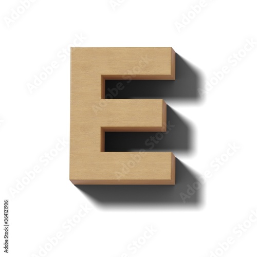 リアルな木製の文字ブロックのE