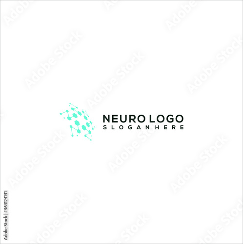 Simple neuro technology logo design vector concept