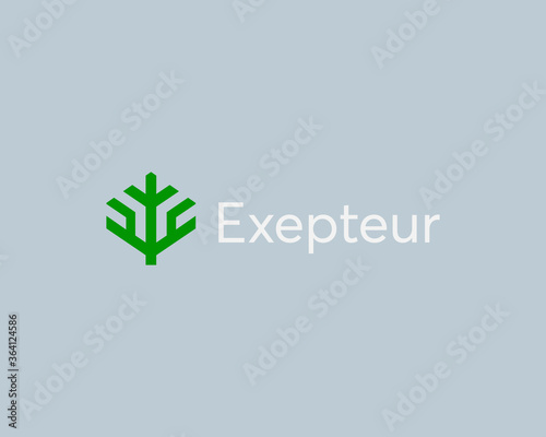 Abstract linear vector tree logo icon design. Universal luxury premium solid symbol. Relax spa massage yoga eco hotel linear vector symbol logotype.