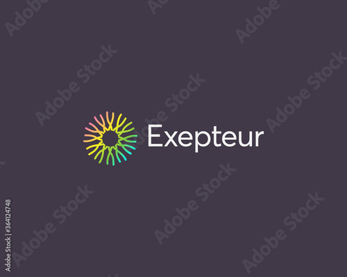 Abstract sun flower logo design template. Eye pupil creative concept icon vector logotype.