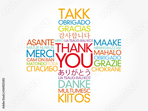 Thank You cross word cloud in different languages of the world, concept background