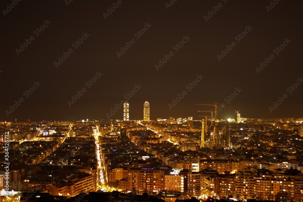 Vista nocturna de Barcelona 