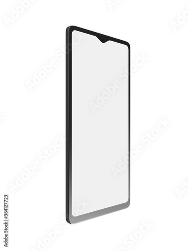 Touchscreen smartphone, mobile with blank screen isolated on white background