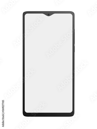 Front view of modern smartphone, mobile with blank screen isolated on white background