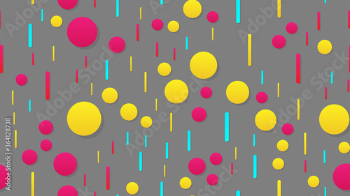 Multi-colored balls and lines on a gray background. Vector illustration. Circles. Seamless