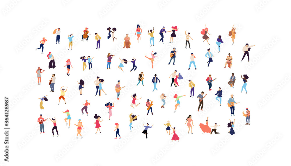 Dancing people vector isolated illustration. Musicians flat illustration Dancing people vector isolated illustration. Musicians flat illustration