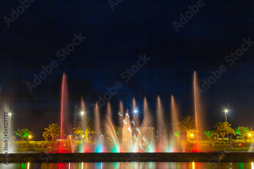 Festive mood. Singing and dancing fountains are considered the number one attraction in the city and attract tourists from all over Batumi. Adjara Autonomous Republic, Georgia, Eurasia.