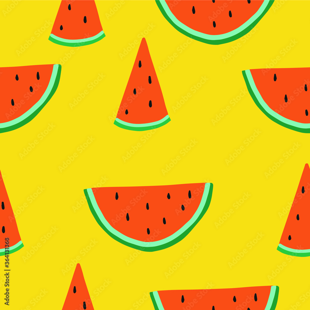 Sliced sliced watermelon on a yellow background Sliced sliced watermelon on a yellow background