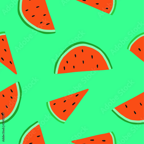Sliced sliced watermelon on a yellow background