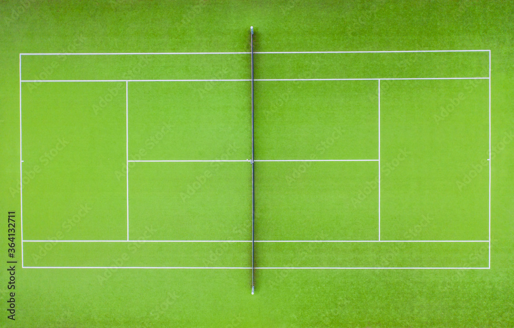 Tennis court field on green grass Baseline for a tinnis sport game isolated on white background