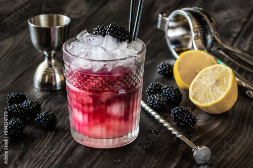 Glass of Bramble cocktail