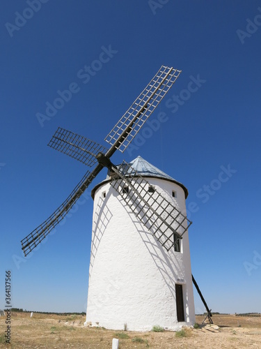 White windmill and blue sky, Campo de Criptana, Spain 3