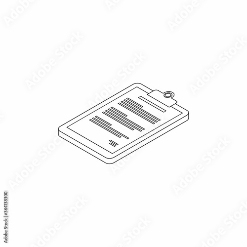 Clipboard Isometric left view - Black Outline icon vector isometric. Flat style vector illustration.