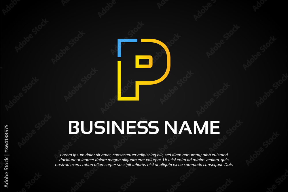 Unique Colorful Letter P Coding Logo Template