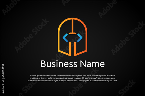 Unique Colorful Warrior Coding Logo Template
