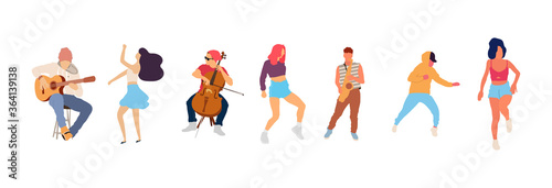 Wallpaper Mural Dancing people vector isolated illustration. Musicians flat illustration Torontodigital.ca