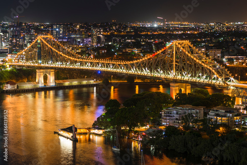 Story Bridge lit up after dark, Brisbane, Queensland, Australia. © Andrew