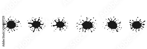 Black ink splash spots set vector illustration isolated on white background