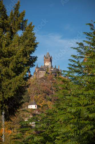 Reichsburg Cochem - Germany in autumn. Castle on the mountain.