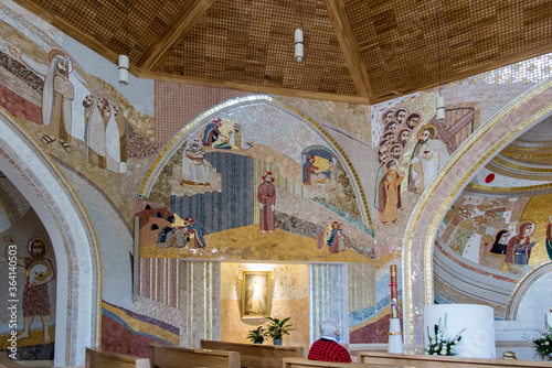 Częstochowa, Poland, June 23, 2020: Mosaic at the Shrine of Divine Mercy in the Valley of Divine Mercy