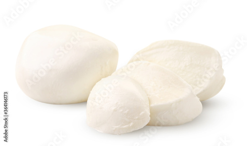 Sliced mozzarella cheese on a white background. Isolated