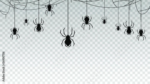 Spider Web On Transparent Background Halloween Design Elements Spooky Scary Horror Decor Vector