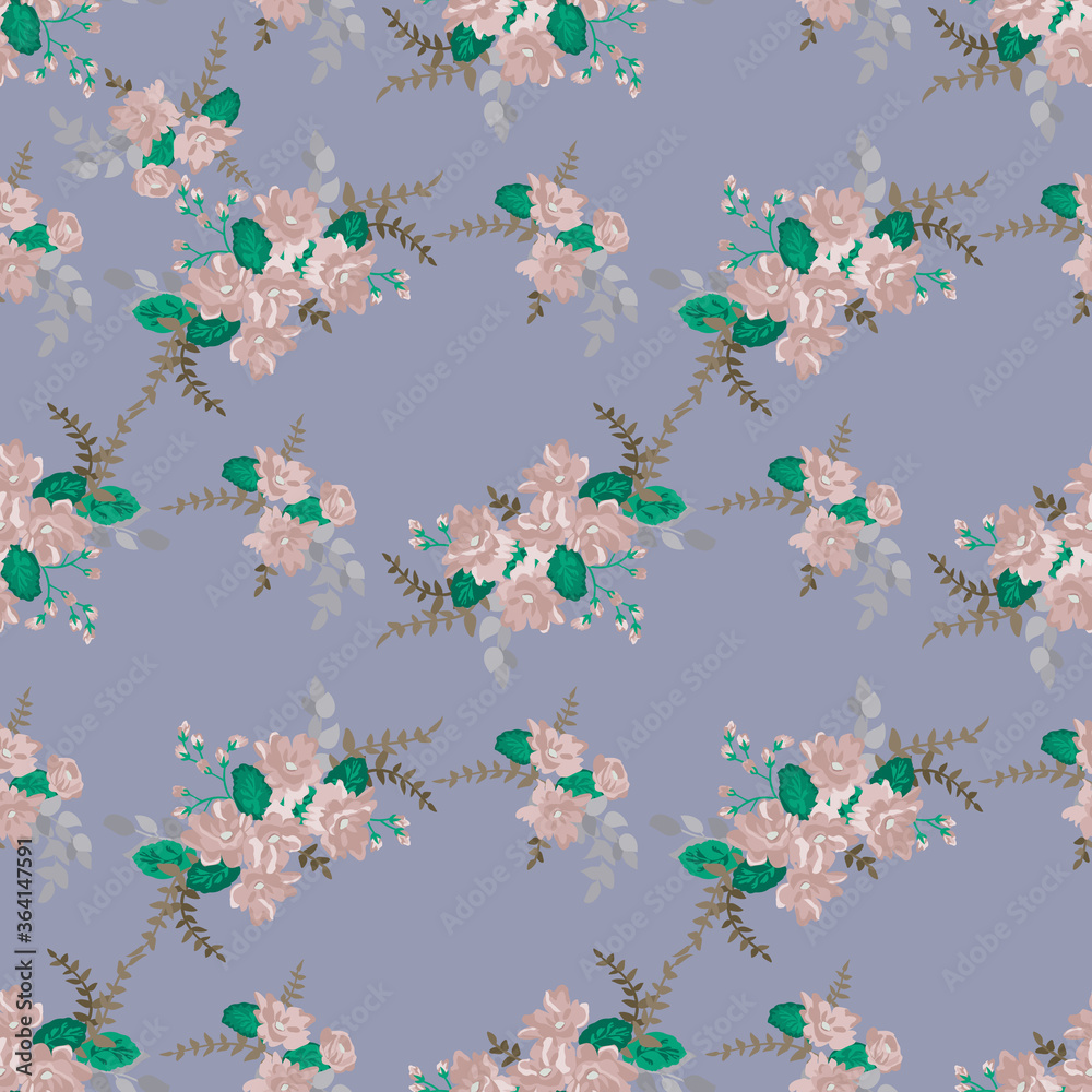 Elegant gentle trendy pattern in small-scale flower. Millefleurs. Country style. Floral seamless background for textile, cotton fabric, covers, manufacturing, wallpapers, print, gift wrap and scrapboo