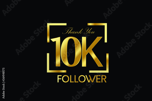 10K, 10.000 Follower Thank you Luxury Black Gold Cubicle style for internet, website, social media - Vector